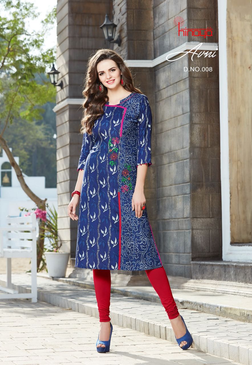 Avni By Kaamiri 001 To 011 Series Beautiful Stylish Fancy Colorful Casual Wear & Ethnic Wear Heavy Rayon Printed & Embroidered Kurtis At Wholesale Price