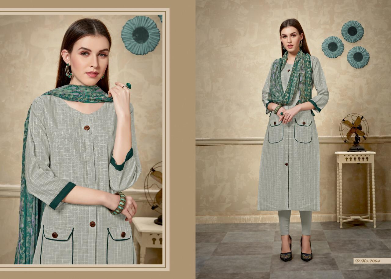Awantika By Sva 2001 T 2006 Series Designer Beautiful Stylish Fancy Colorful Casual Wear & Ethnic Wear & Ready To Wear Pure Cotton Cheks Kurtis With Dupatta At Wholesale Price