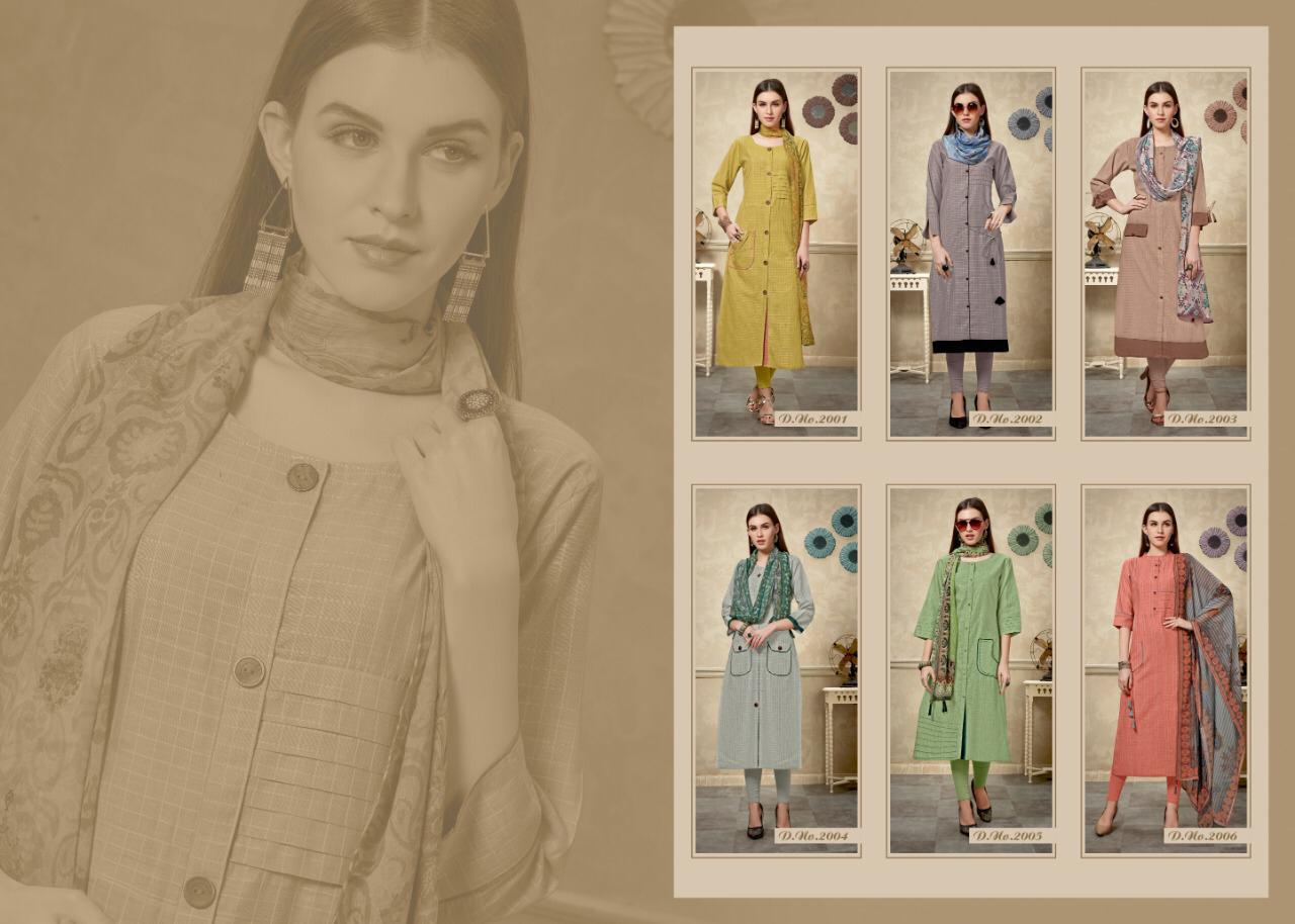 Awantika By Sva 2001 T 2006 Series Designer Beautiful Stylish Fancy Colorful Casual Wear & Ethnic Wear & Ready To Wear Pure Cotton Cheks Kurtis With Dupatta At Wholesale Price