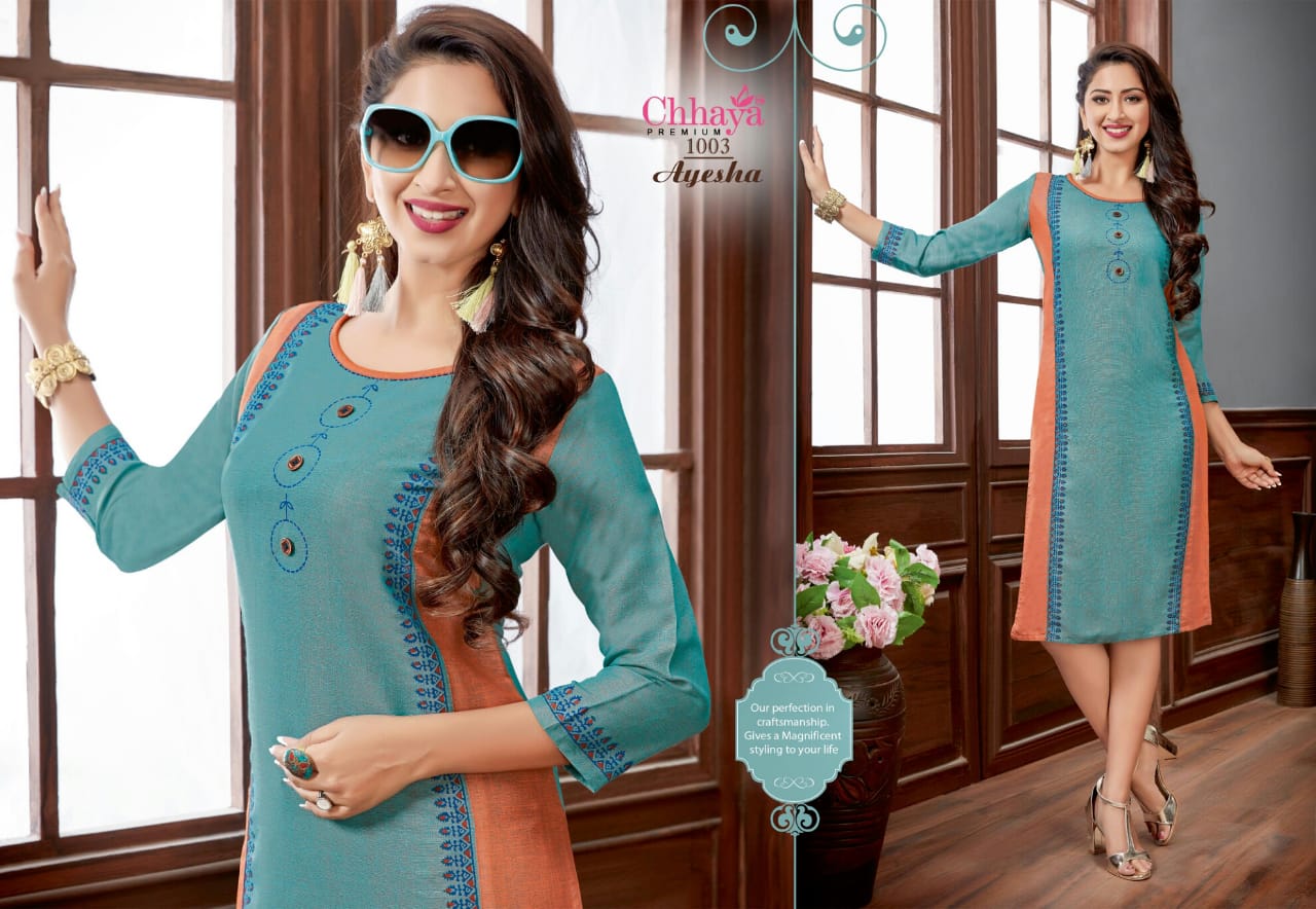 Ayesha By Chhaya 1001 To 1010 Series Beautiful Colorful Stylish Fancy Casual Wear & Ethnic Wear & Ready To Wear Magic Rayon Kurtis At Wholesale Price