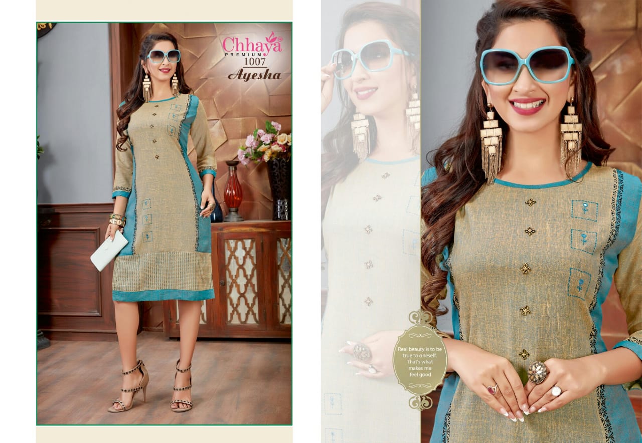 Ayesha By Chhaya 1001 To 1010 Series Beautiful Colorful Stylish Fancy Casual Wear & Ethnic Wear & Ready To Wear Magic Rayon Kurtis At Wholesale Price