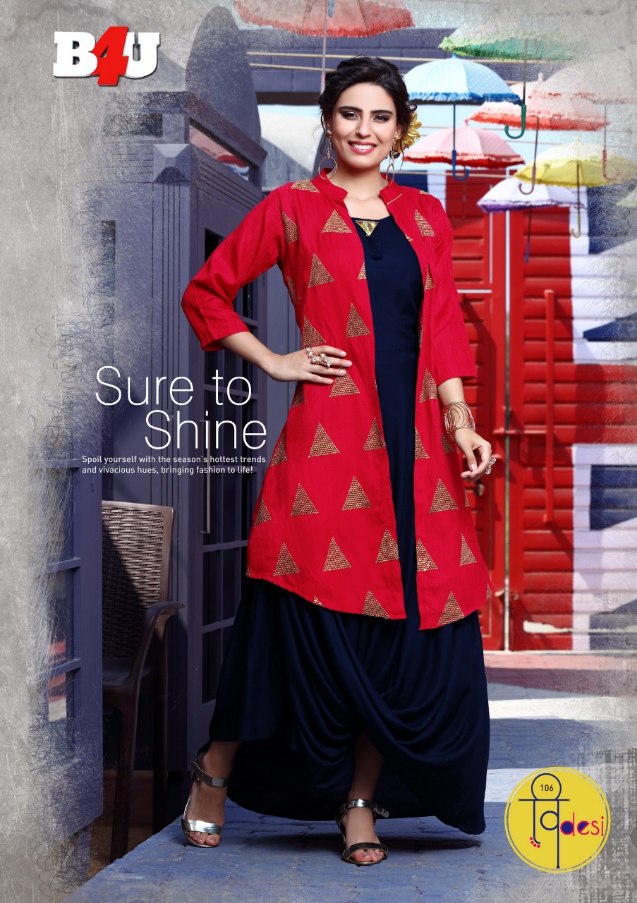 B4u By Vdesi 101 To 108 Series Designer Beautiful Stylish Colorful Fancy Beautiful Party Wear & Ethnic Wear Pure Cotton Kurtis At Wholesale Price