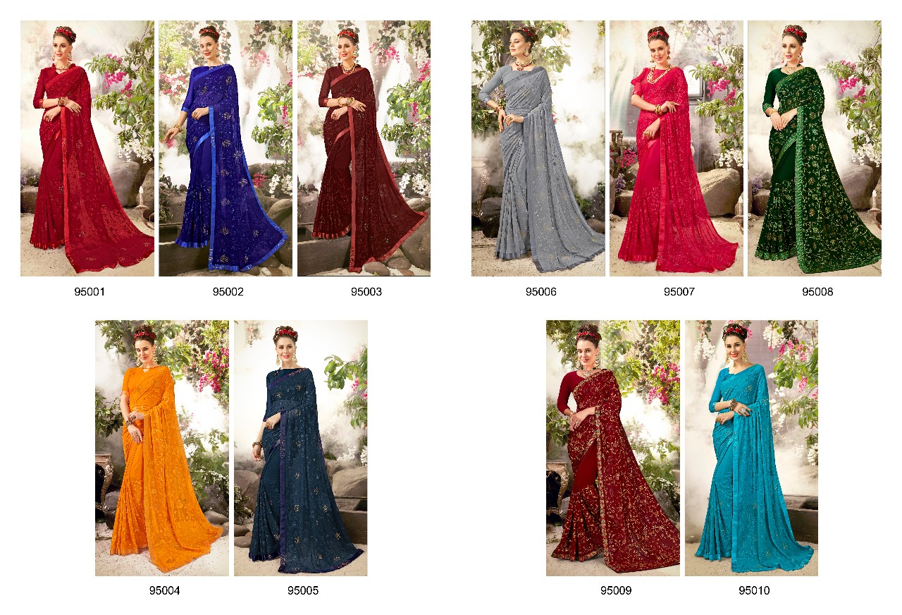 Balika By Pikasho 95001 To 95010 Series Indian Traditional Wear Collection Beautiful Stylish Fancy Colorful Party Wear & Occasional Wear Fancy Embroidered Sarees At Wholesale Price