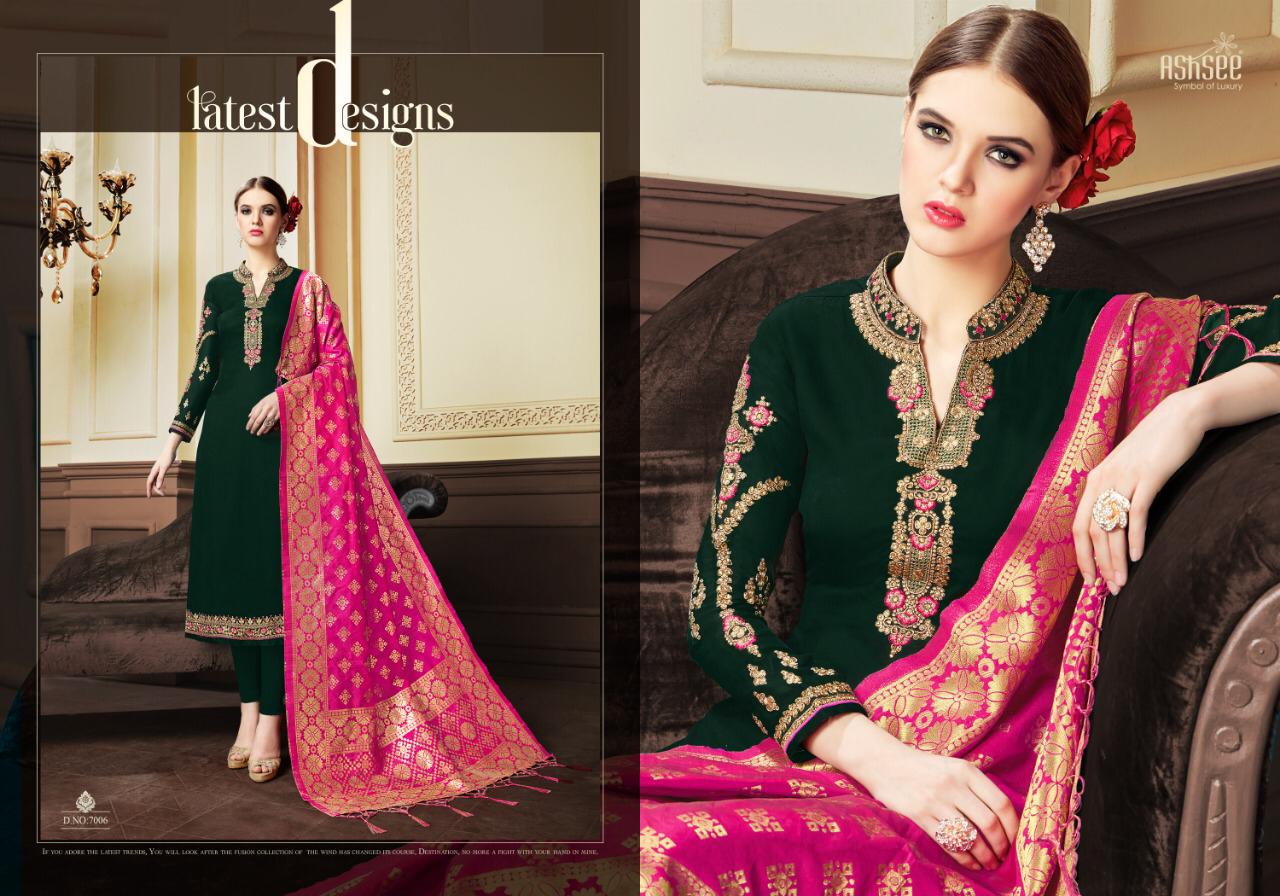 Banaras Vol-2 By Ashsee 7001 To 7006 Series Designer Wedding Collection Beautiful Stylish Fancy Colorful Party Wear & Occasional Wear Satin Georgette With Work Dresses At Wholesale Price