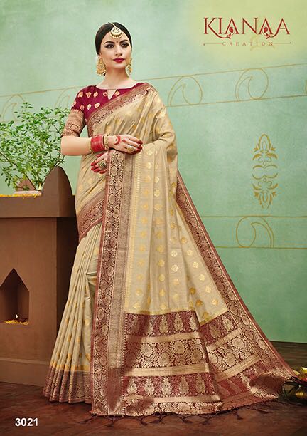 Banaras Vol-2 By Kianaa Creation 3015 To 3027 Series Designer Wedding Collection Beautiful Fancy Traditional Wear & Party Wear & Occasional Wear Silk Printed Sarees At Wholesale Price