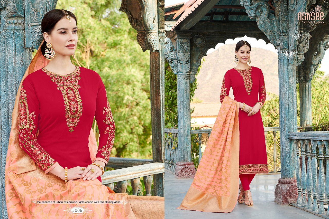 Banaras By Ashsee 5006 To 5011 Series Designer Wedding Collection Beautiful Stylish Fancy Colorful Party Wear & Occasional Wear Faux Georgette With Work Dresses At Wholesale Price