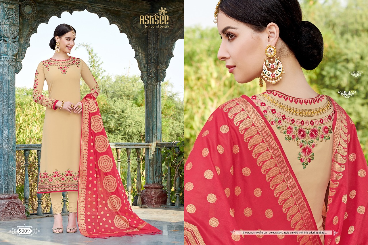 Banaras By Ashsee 5006 To 5011 Series Designer Wedding Collection Beautiful Stylish Fancy Colorful Party Wear & Occasional Wear Faux Georgette With Work Dresses At Wholesale Price