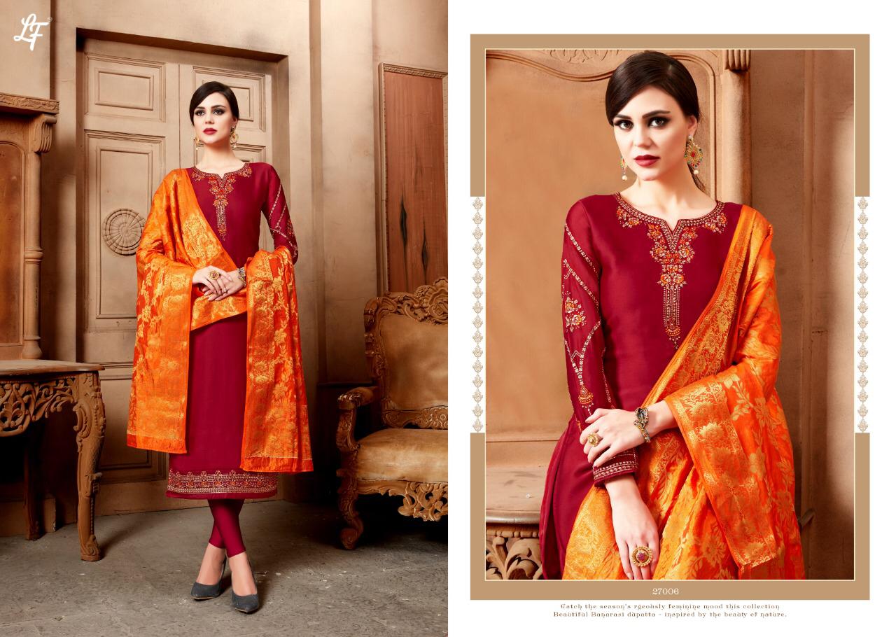 Banarasi Vol-27 By Lavli Fashion 27001 To 27006 Series Indian Traditional Wear Collection Beautiful Stylish Fancy Colorful Party Wear & Occasional Wear Sartin Georgette With Embroidery Dress At Wholesale Price