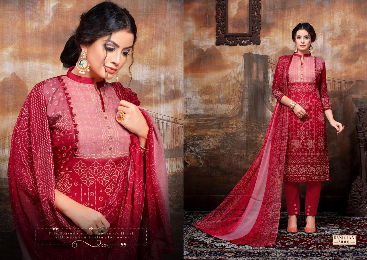 Bandhani Vol-9 By Ritu International 9001 To 9010 Series Designer Festive Suits Collection Beautiful Stylish Fancy Colorful Party Wear & Occasional Wear Pure Cambric Printed Dresses At Wholesale Price