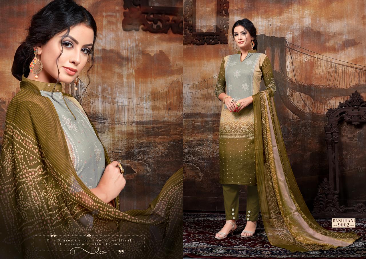 Bandhani Vol-9 By Ritu International 9001 To 9010 Series Designer Festive Suits Collection Beautiful Stylish Fancy Colorful Party Wear & Occasional Wear Pure Cambric Printed Dresses At Wholesale Price