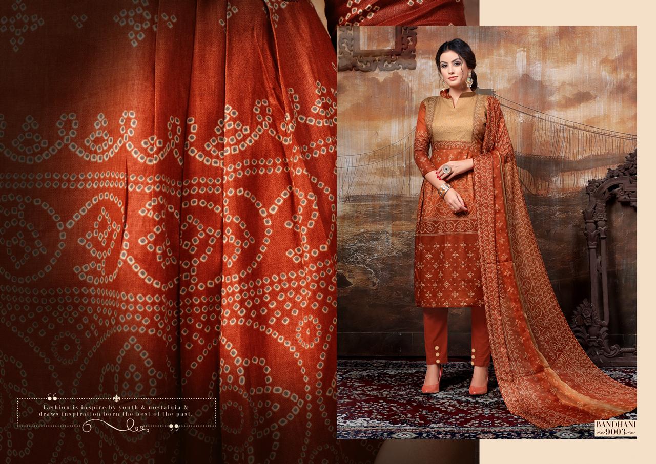 Bandhani Vol-9 By Ritu International 9001 To 9010 Series Designer Festive Suits Collection Beautiful Stylish Fancy Colorful Party Wear & Occasional Wear Pure Cambric Printed Dresses At Wholesale Price