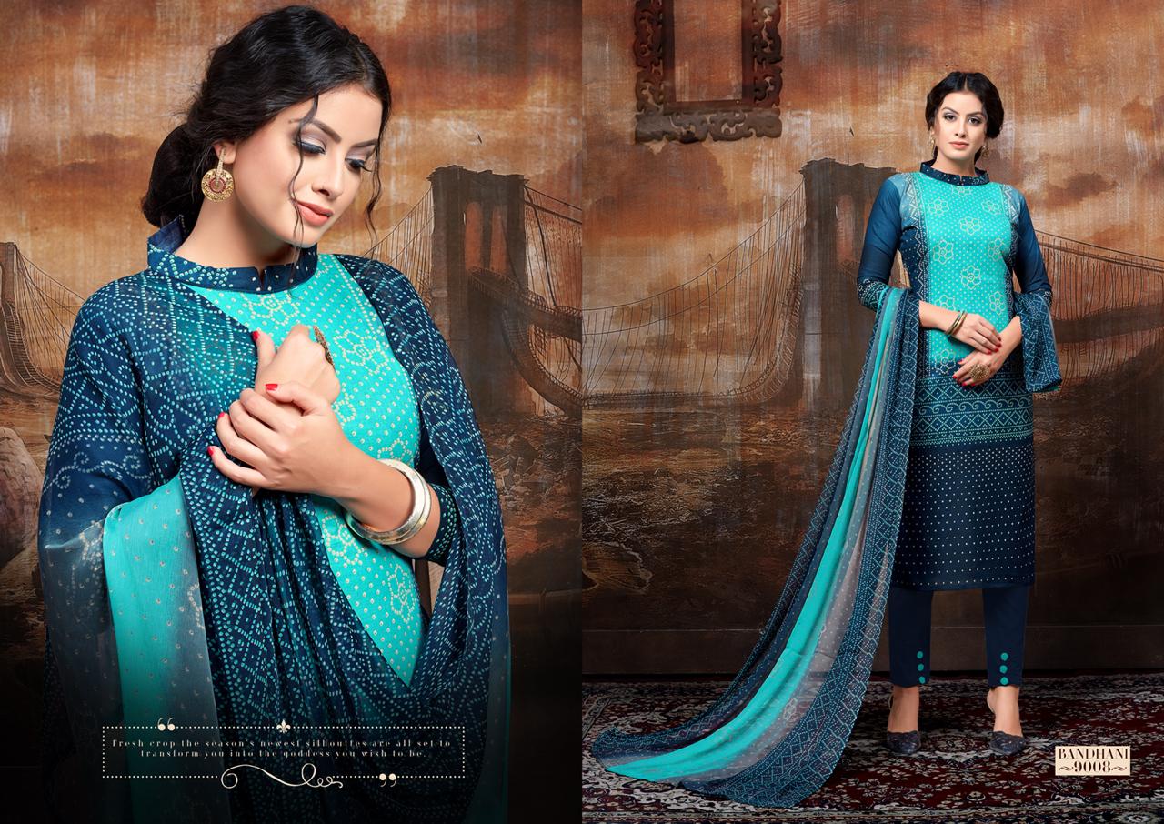 Bandhani Vol-9 By Ritu International 9001 To 9010 Series Designer Festive Suits Collection Beautiful Stylish Fancy Colorful Party Wear & Occasional Wear Pure Cambric Printed Dresses At Wholesale Price