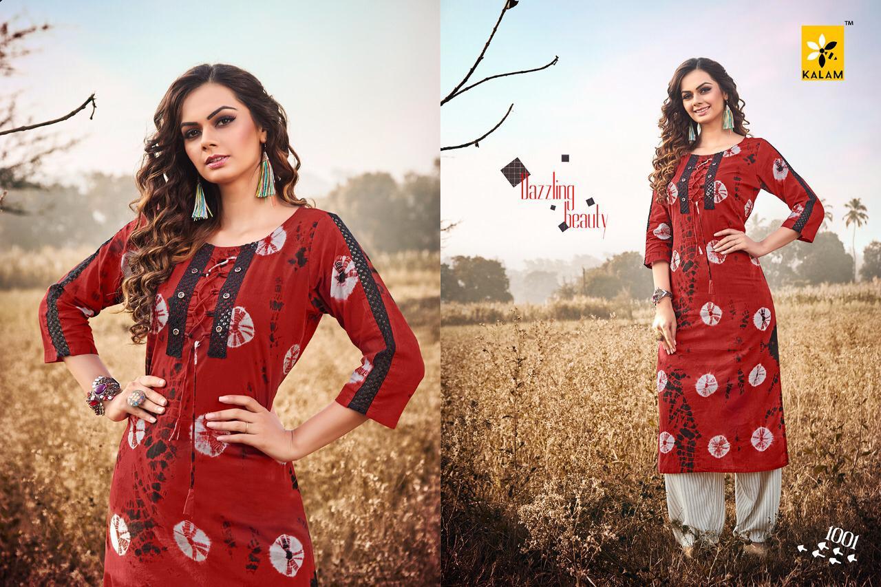 Banno By Kalam 1001 To 1008 Series Beautiful Colorful Stylish Fancy Casual Wear & Ethnic Wear & Ready To Wear Pure Cotton Bandhani Kurtis At Wholesale Price