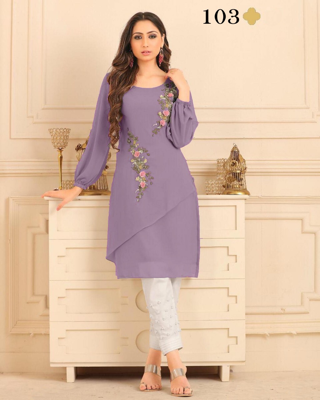 Barbara By Kaamiri 101 To 106 Series Stylish Fancy Beautiful Colorful Casual Wear & Ethnic Wear Heavy Georgette Kurtis At Wholesale Price