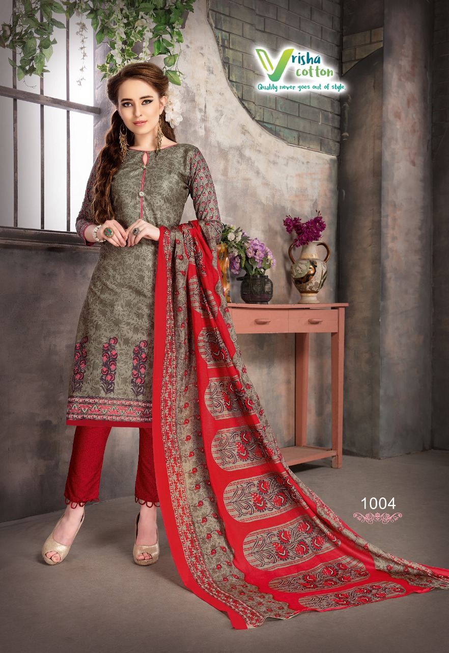 Barbie Vol-1 By Vrisha Cottton 1001 To 1010 Series Beautiful Pakistani Suits Stylish Fancy Colorful Party Wear & Ethnic Wear Cotton Printed Dresses At Wholesale Price