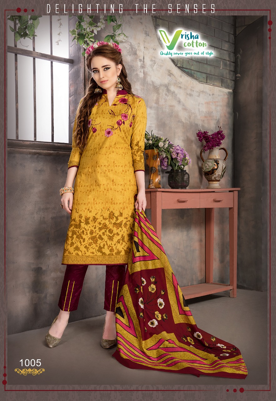 Barbie Vol-1 By Vrisha Cottton 1001 To 1010 Series Beautiful Pakistani Suits Stylish Fancy Colorful Party Wear & Ethnic Wear Cotton Printed Dresses At Wholesale Price