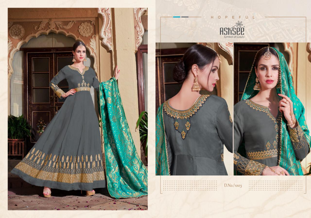 Barfi Vol-1 By Ashsee 1001 To 1004 Series Anarkali Designer Wedding Collection Beautiful Stylish Fancy Colorful Party Wear & Occasional Wear Satin Georgette With Work Dresses At Wholesale Price