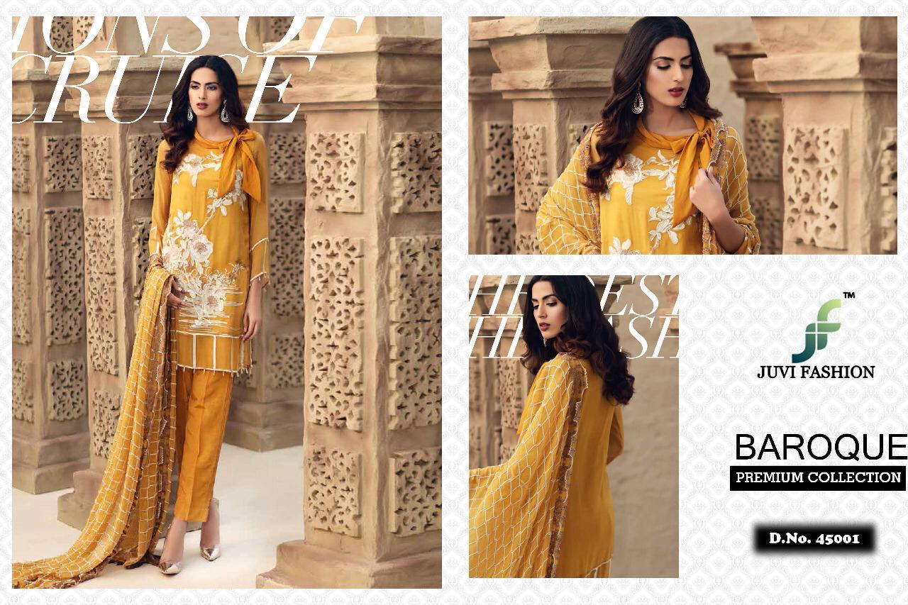 Baroque Premium Collection By Juvi Fashion 45001 To 45006 Series Beautiful Pakistani Suits Stylish Fancy Colorful Party Wear & Ethnic Wear Collection Georgette With Heavy Embroidered Dresses At Wholesale Price