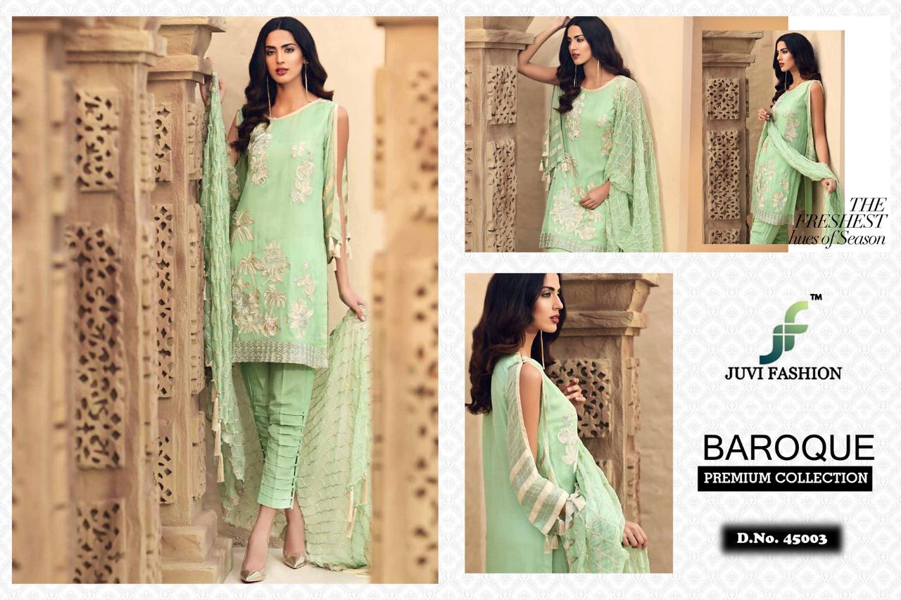 Baroque Premium Collection By Juvi Fashion 45001 To 45006 Series Beautiful Pakistani Suits Stylish Fancy Colorful Party Wear & Ethnic Wear Collection Georgette With Heavy Embroidered Dresses At Wholesale Price