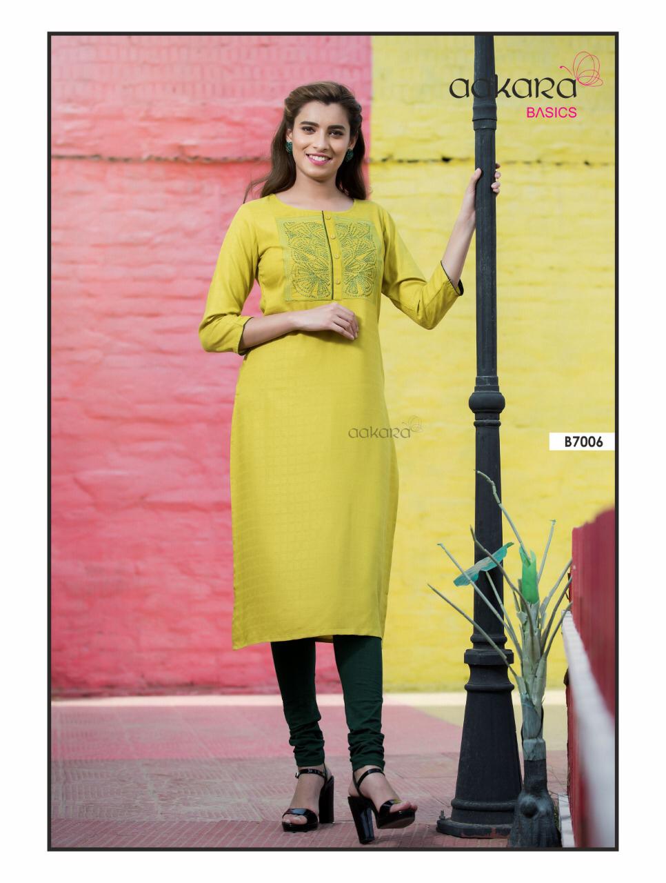 Aakra Basics Vol-7 By Aakara 7001 To 7008 Series Beautiful Stylish Fancy Colorful Casual Wear & Ethnic Wear Straight Kurti With Embroidery   Kurtis At Wholesale Price