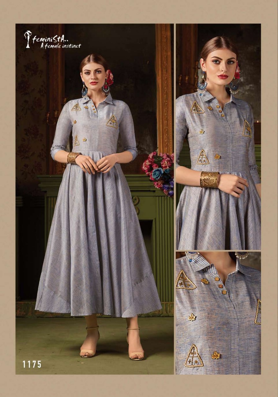 Beauty By Feminista 1171 To 1176 Series Beautiful Stylish Fancy Colorful Casual Wear & Ethnic Wear & Ready To Wear Dyed Kurtis With Inner At Wholesale Price