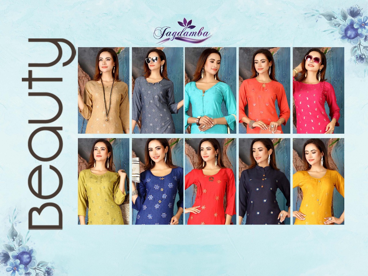 Beauty By Jagdamba 01 To 10 Series Beautiful Colorful Stylish Fancy Casual Wear & Ethnic Wear & Ready To Wear Heavy  Rayon Kurtis At Wholesale Price