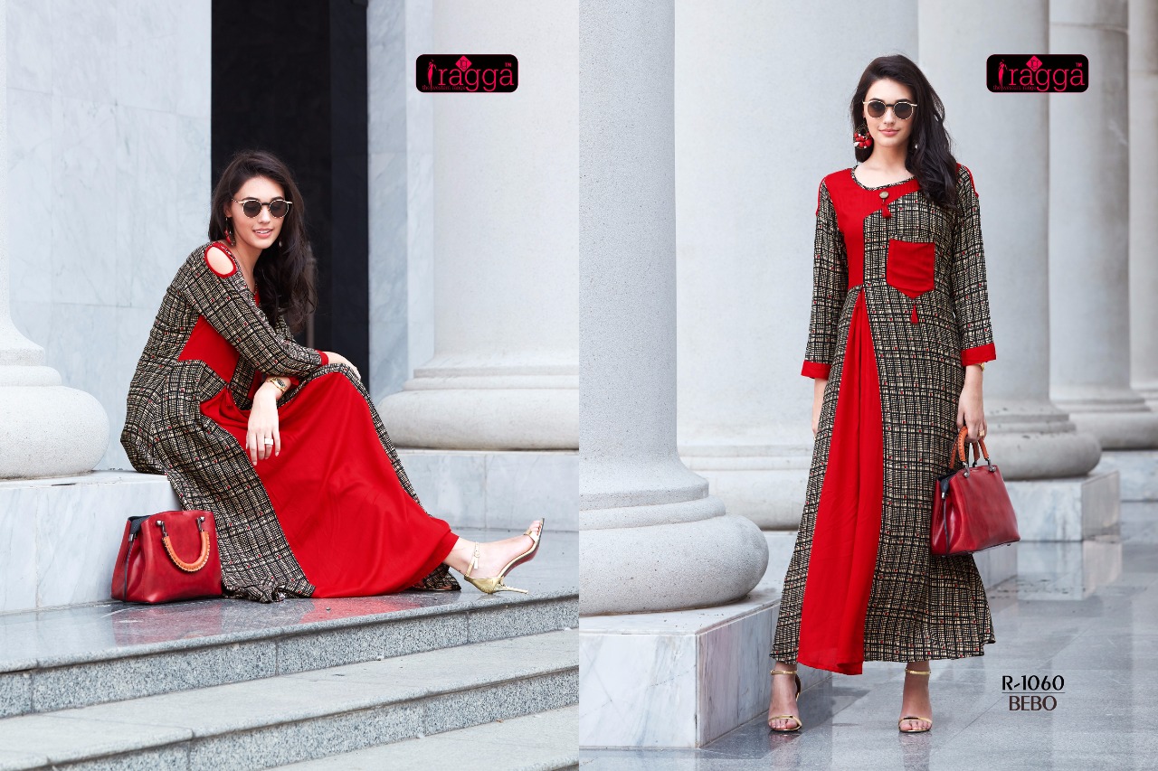 Bebo By Ragga 1058 To 1065 Series Designer Beautiful Colorful Stylish Fancy Casual Wear & Ethnic Wear & Ready To Wear Rayon Printed Kurtis At Wholesale Price