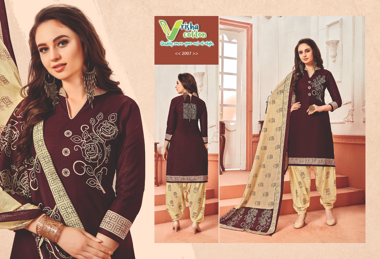 Belliza Vol-2 By Vrisha Cotton 2001 To 2010 Series Designer Patiyala Suits Collection Beautiful Stylish Fancy Colorful Party Wear & Ethnic Wear Cotton Printed Dresses At Wholesale Price