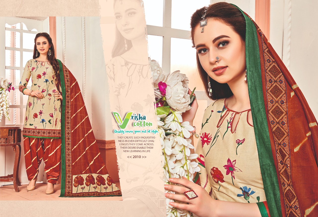 Belliza Vol-2 By Vrisha Cotton 2001 To 2010 Series Designer Patiyala Suits Collection Beautiful Stylish Fancy Colorful Party Wear & Ethnic Wear Cotton Printed Dresses At Wholesale Price