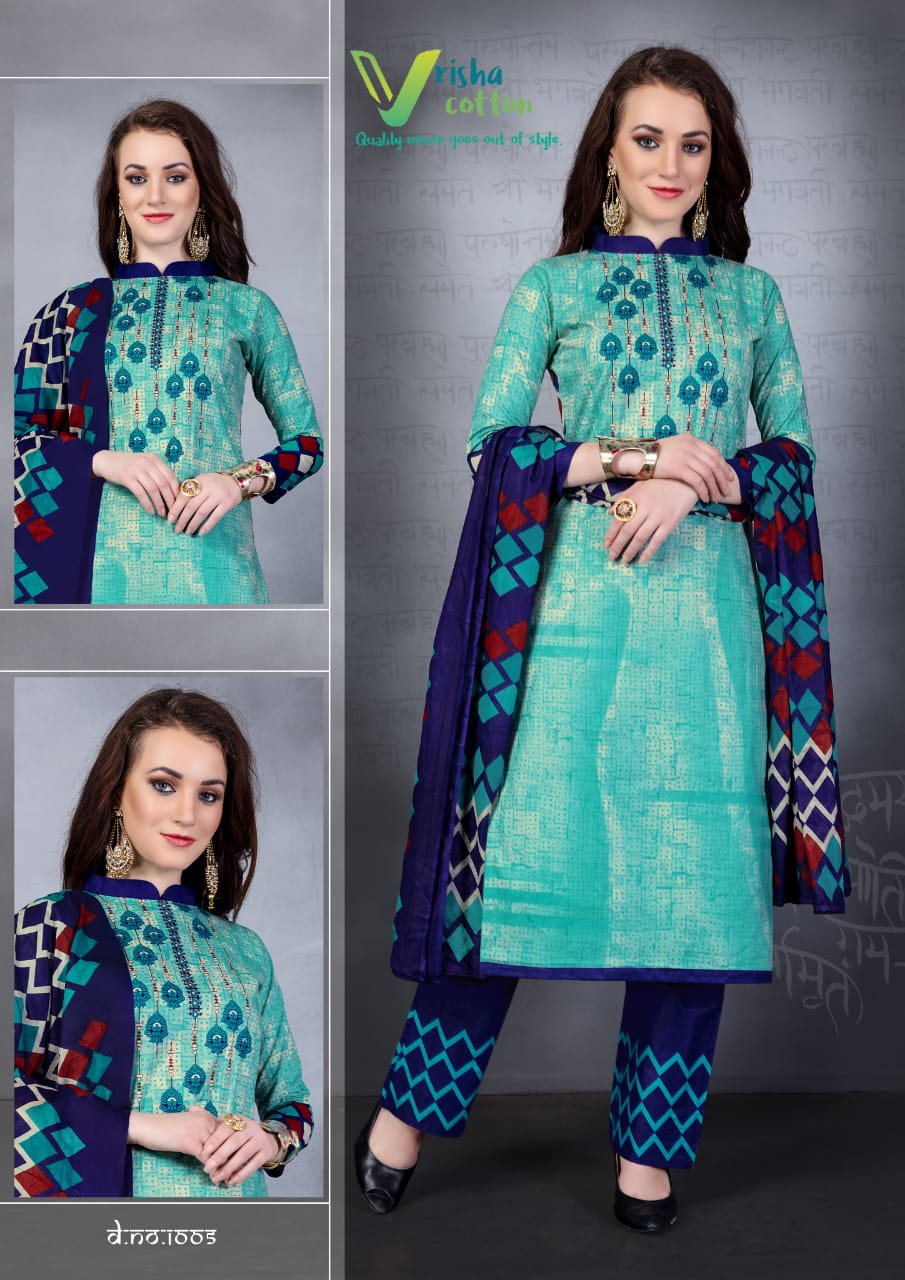 Belliza Vol-1 By Vrisha Cottton 1001 To 1010 Series Beautiful Pakistani Suits Stylish Fancy Colorful Party Wear & Ethnic Wear Cotton Printed Dresses At Wholesale Price