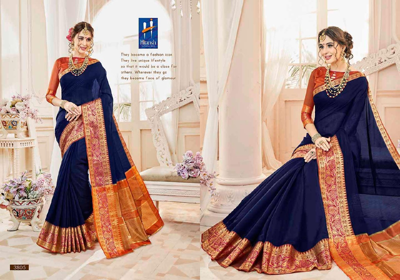Bellizia By Hitansh 3801 To 3812 Series Designer Indian Traditional Wear Collection Beautiful Stylish Fancy Colorful Party Wear & Occasional Wear Cotton Silk Sarees At Wholesale Price