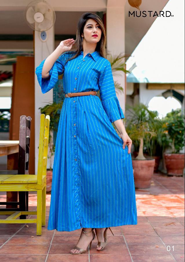 Bells & Belts By Mustard 01 To 05 Series Designer Stylish Fancy Colorful Beautiful Party Wear & Casual & Ethnic Wear Collection Rayon Kurtis With Belts At Wholesale Price