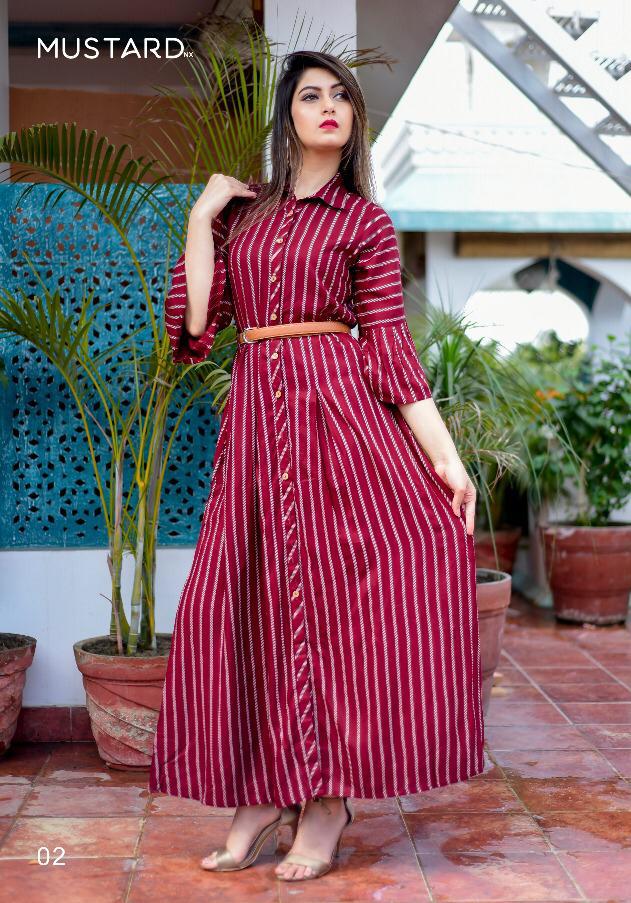 Bells & Belts Nx By Mustard 02 To 05 Series Designer Stylish Fancy Colorful Beautiful Party Wear & Casual & Ethnic Wear Collection Rayon Kurtis With Belts At Wholesale Price