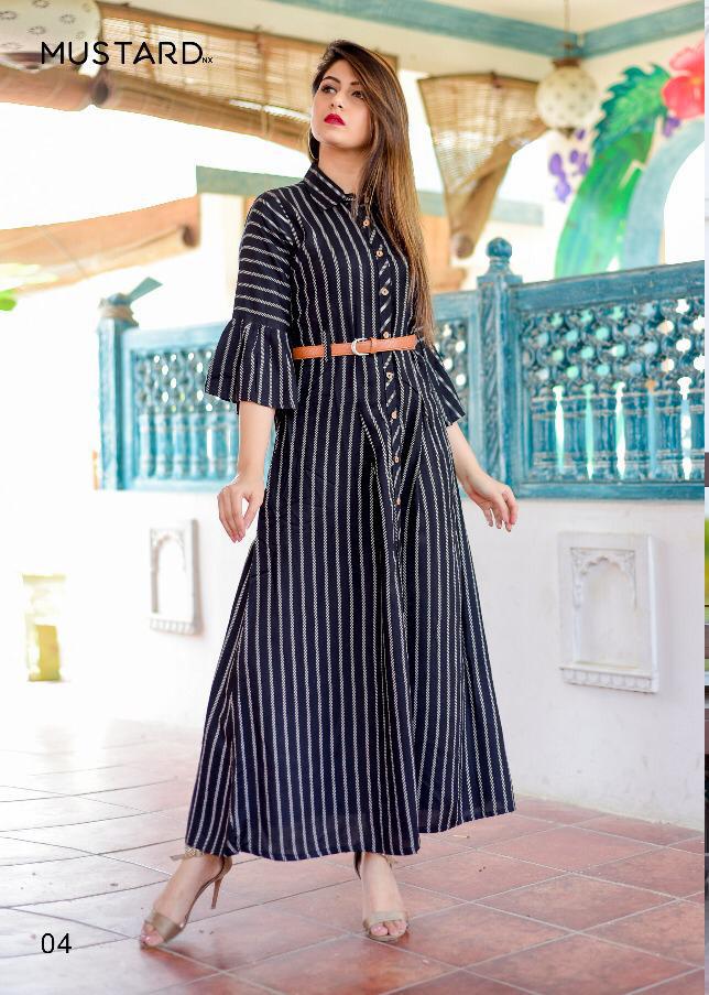 Bells & Belts Nx By Mustard 02 To 05 Series Designer Stylish Fancy Colorful Beautiful Party Wear & Casual & Ethnic Wear Collection Rayon Kurtis With Belts At Wholesale Price