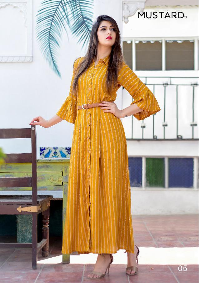 Bells & Belts Nx By Mustard 02 To 05 Series Designer Stylish Fancy Colorful Beautiful Party Wear & Casual & Ethnic Wear Collection Rayon Kurtis With Belts At Wholesale Price