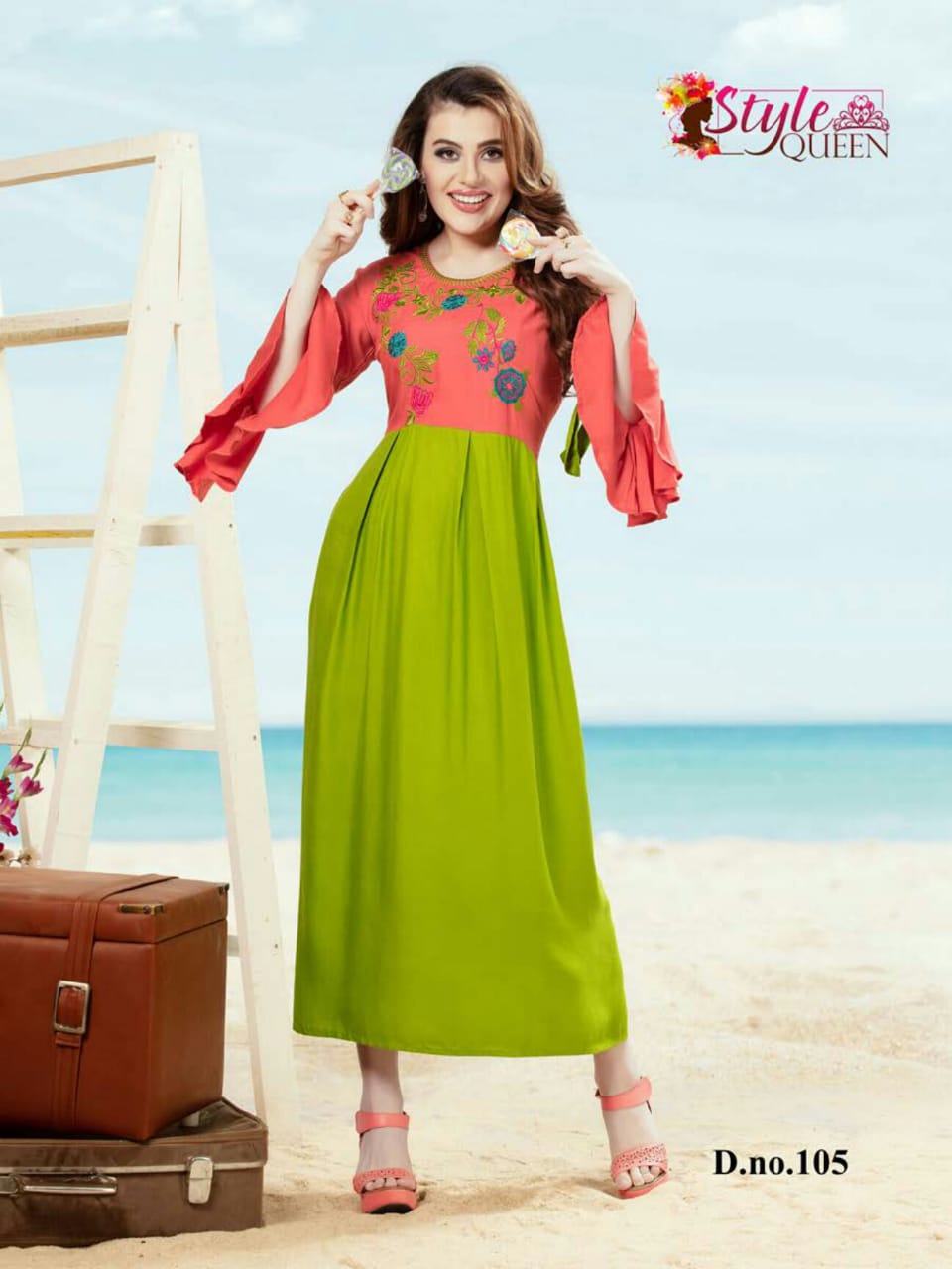 Biba By Style Queen 101 To 108 Series Beautiful Stylish Colorful Fancy Party Wear & Ethnic Wear & Ready To Wear Heavy Rayon With Embroidery Kurtis At Wholesale Price