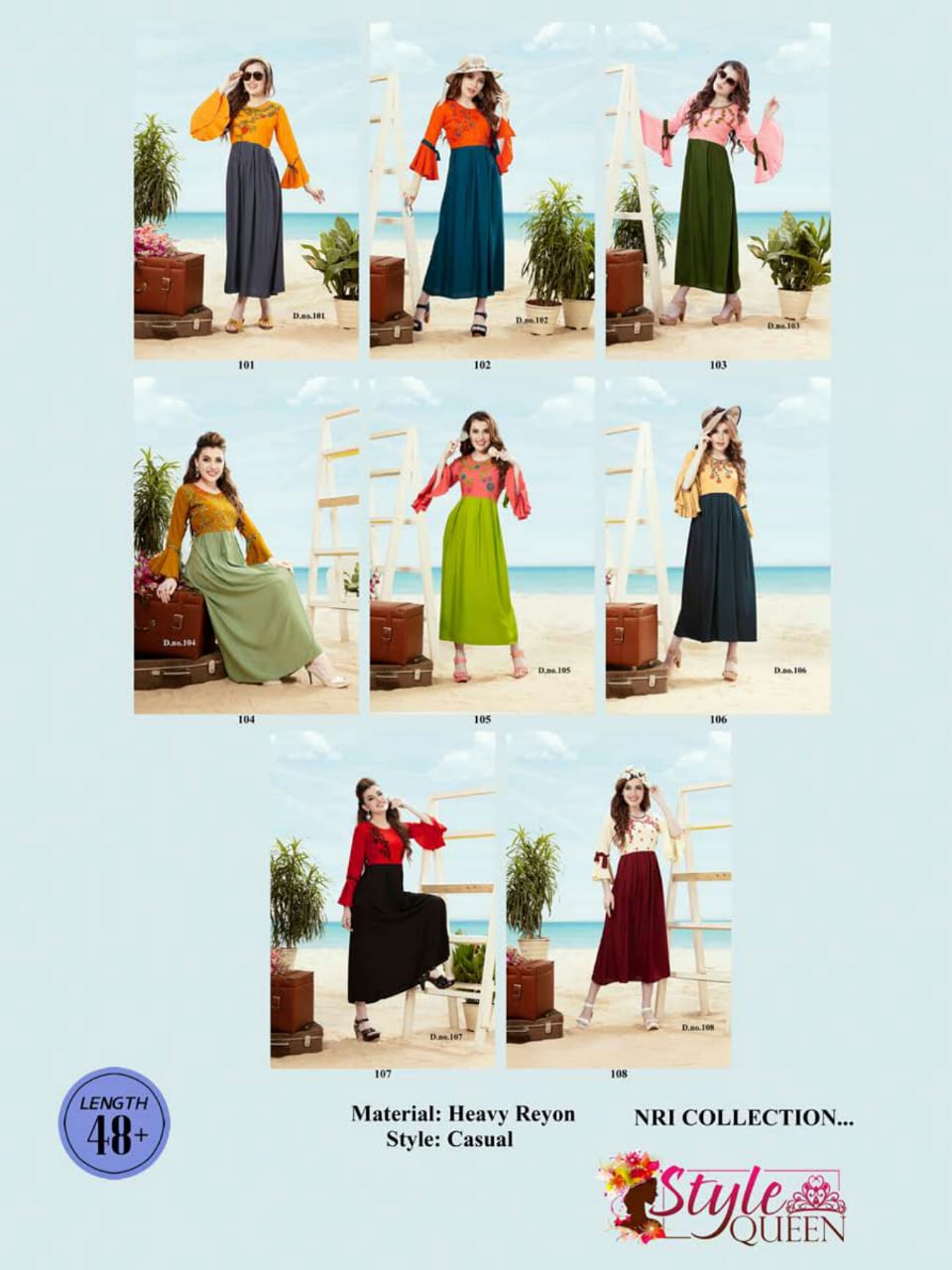 Biba By Style Queen 101 To 108 Series Beautiful Stylish Colorful Fancy Party Wear & Ethnic Wear & Ready To Wear Heavy Rayon With Embroidery Kurtis At Wholesale Price