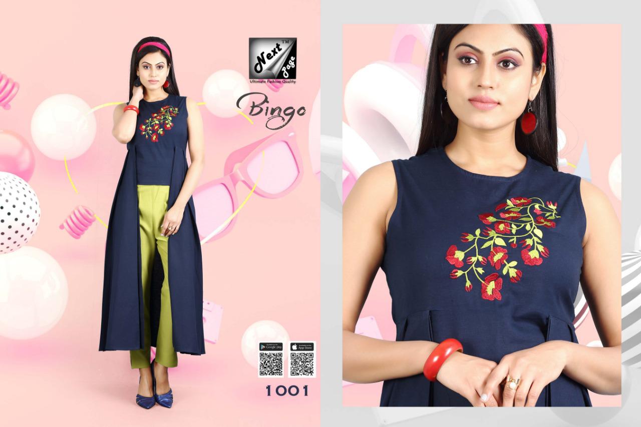 Bingo Vol-2 By Next Page 1001 To 1010 Series Beautiful Colorful Stylish Fancy Casual Wear & Ethnic Wear & Ready To Wear Heavy Cotton Kurtis With Pants At Wholesale Price