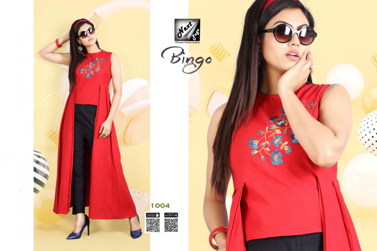 Bingo Vol-2 By Next Page 1001 To 1010 Series Beautiful Colorful Stylish Fancy Casual Wear & Ethnic Wear & Ready To Wear Heavy Cotton Kurtis With Pants At Wholesale Price