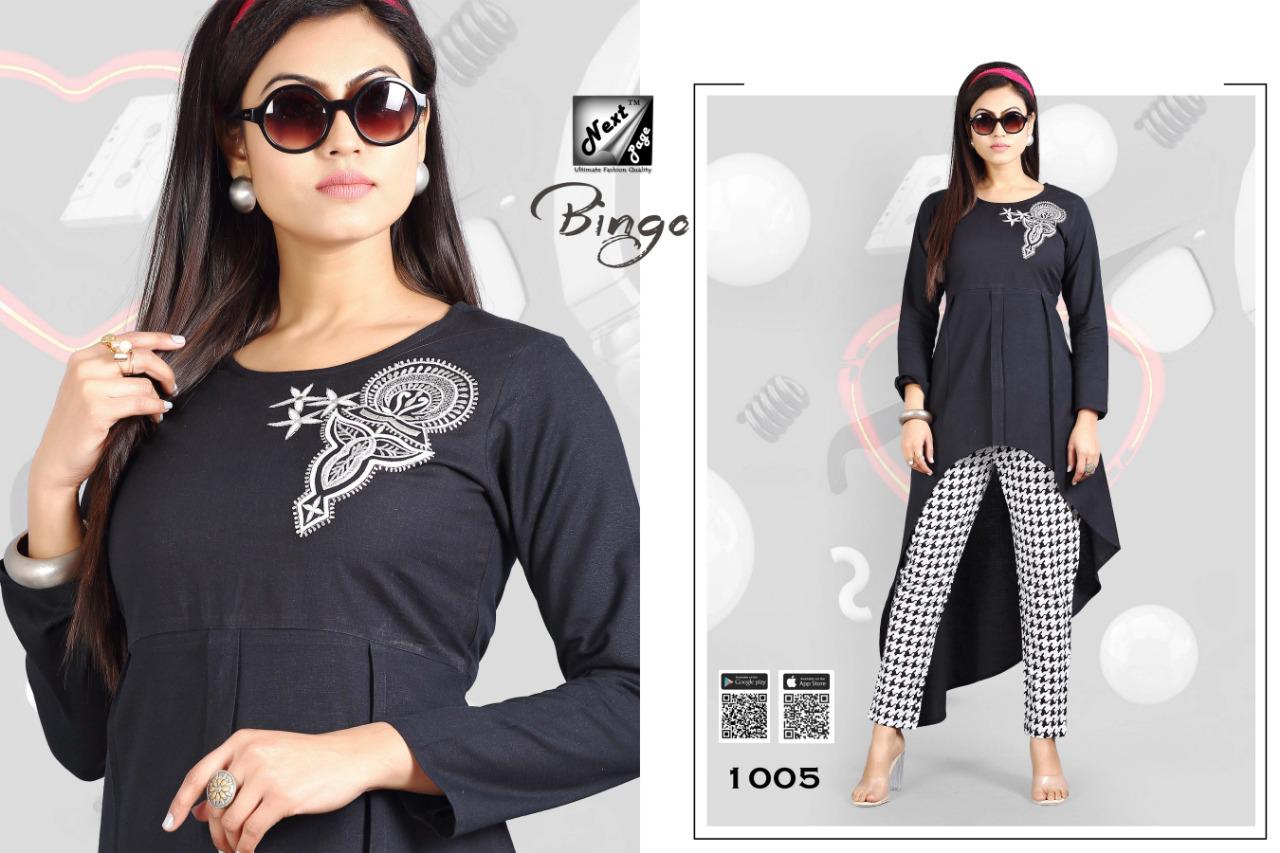 Bingo Vol-2 By Next Page 1001 To 1010 Series Beautiful Colorful Stylish Fancy Casual Wear & Ethnic Wear & Ready To Wear Heavy Cotton Kurtis With Pants At Wholesale Price
