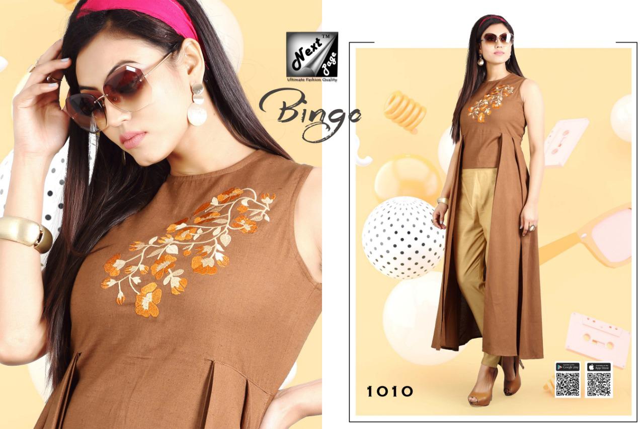 Bingo Vol-2 By Next Page 1001 To 1010 Series Beautiful Colorful Stylish Fancy Casual Wear & Ethnic Wear & Ready To Wear Heavy Cotton Kurtis With Pants At Wholesale Price