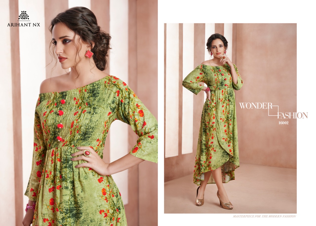 Bliss By Arihant Designer 6001 To 6005 Series Beautiful Colorful Stylish Fancy Casual Wear & Ethnic Wear & Ready To Wear Heavy Rayon Printed Kurtis At Wholesale Price