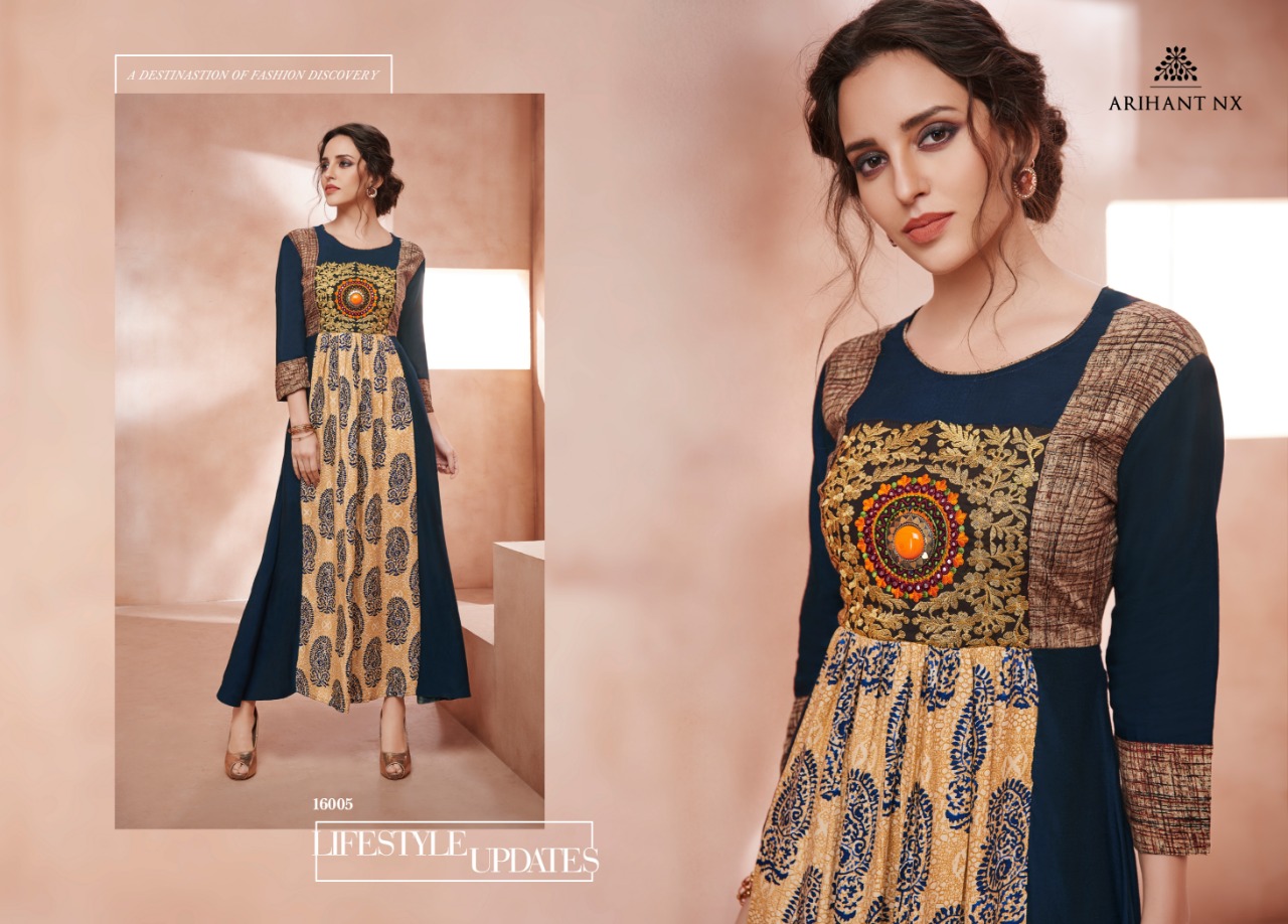 Bliss By Arihant Designer 6001 To 6005 Series Beautiful Colorful Stylish Fancy Casual Wear & Ethnic Wear & Ready To Wear Heavy Rayon Printed Kurtis At Wholesale Price