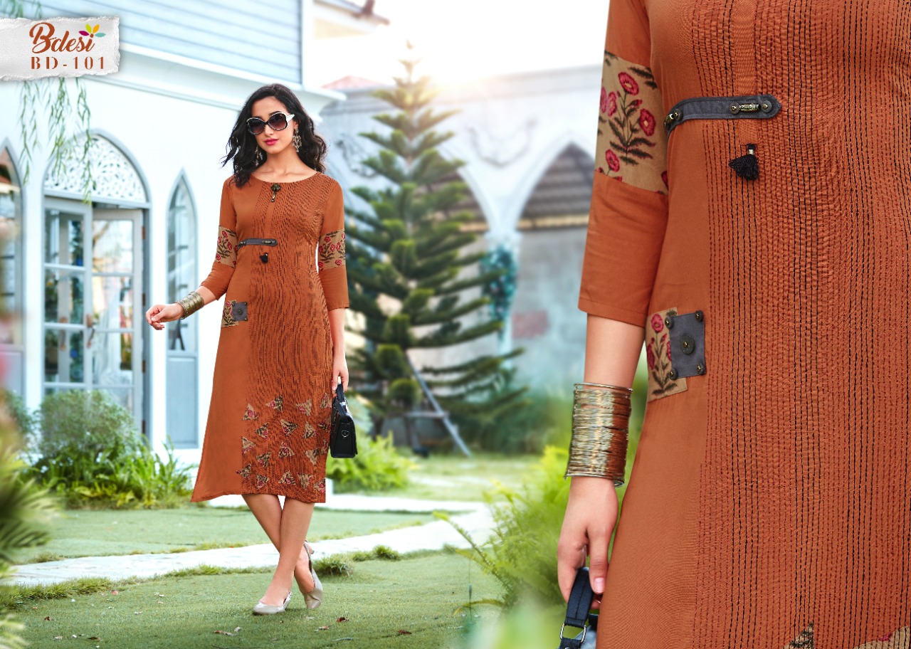 Blossom By Bdesi 95 To 102 Series Beautiful Stylish Fancy Colorful Casual Wear & Ethnic Wear Multi Fabric Embroidered Kurtis At Wholesale Price