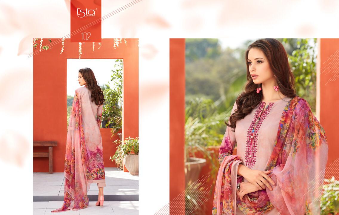 Blossom By Esta Designs  101 To 112  Series Beautiful Suits Stylish Colorful Fancy Casual Wear & Ethnic Wear Printed Cambric Cotton With Embroidery Work Dresses At Wholesale Price