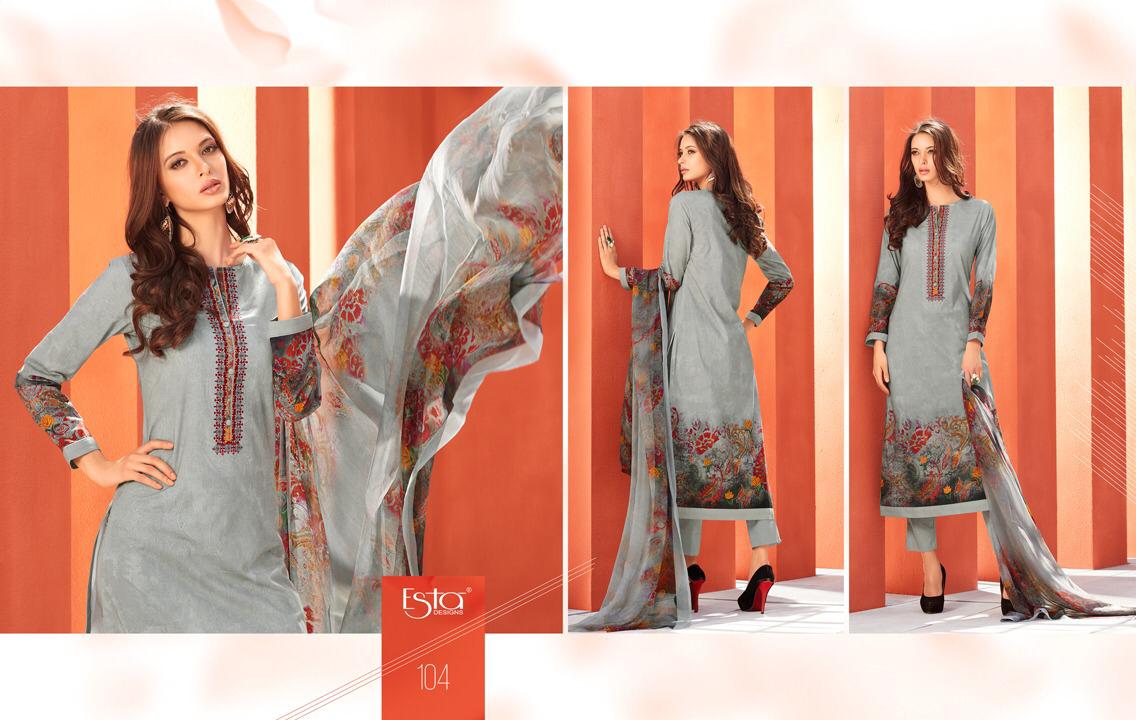 Blossom By Esta Designs  101 To 112  Series Beautiful Suits Stylish Colorful Fancy Casual Wear & Ethnic Wear Printed Cambric Cotton With Embroidery Work Dresses At Wholesale Price