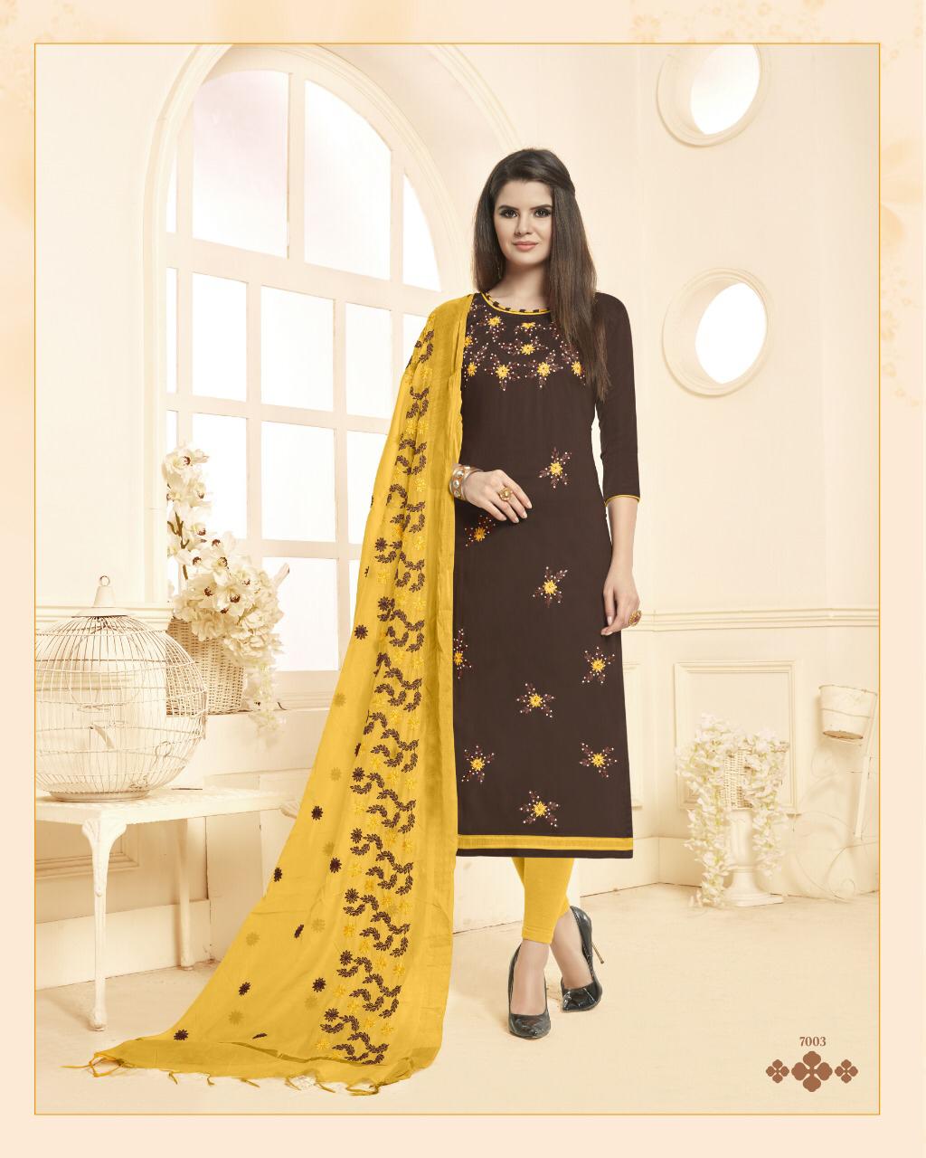 Blossom By One Choice 7001 To 7012 Series Beautiful Stylish Colorful Fancy Party Wear & Ethnic Wear Long Slub Cotton Dresses At Wholesale Price