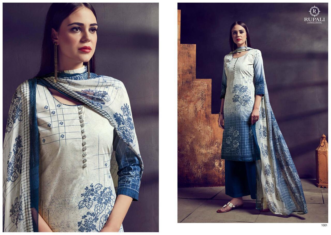 Blues By Rupali Fashion 1001 To 1007 Series Indian Traditional Wear Collection Beautiful Stylish Fancy Colorful Party Wear & Occasional Wear Purest Cotton Print With Sarvoski Work Dresses At Wholesale Price