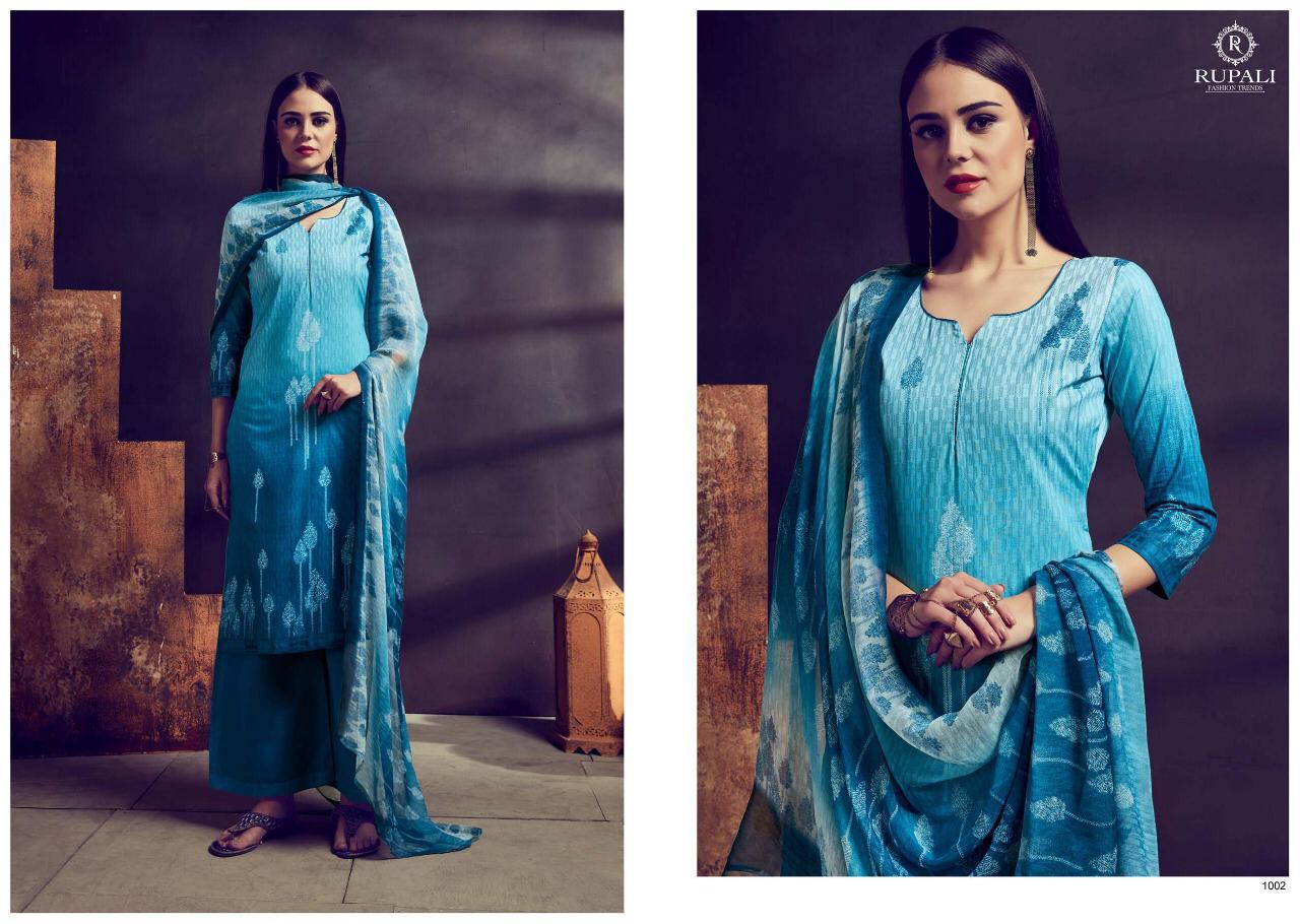 Blues By Rupali Fashion 1001 To 1007 Series Indian Traditional Wear Collection Beautiful Stylish Fancy Colorful Party Wear & Occasional Wear Purest Cotton Print With Sarvoski Work Dresses At Wholesale Price