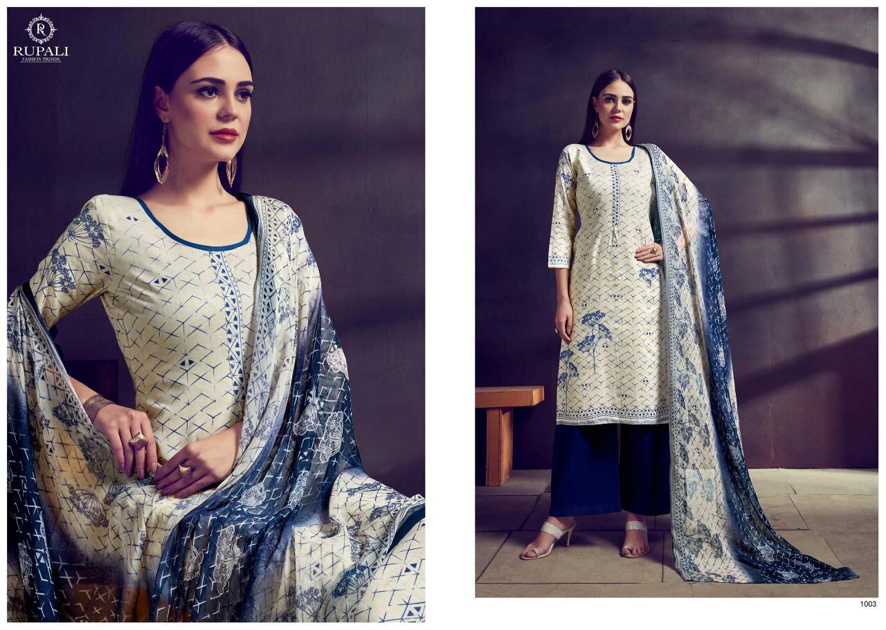 Blues By Rupali Fashion 1001 To 1007 Series Indian Traditional Wear Collection Beautiful Stylish Fancy Colorful Party Wear & Occasional Wear Purest Cotton Print With Sarvoski Work Dresses At Wholesale Price